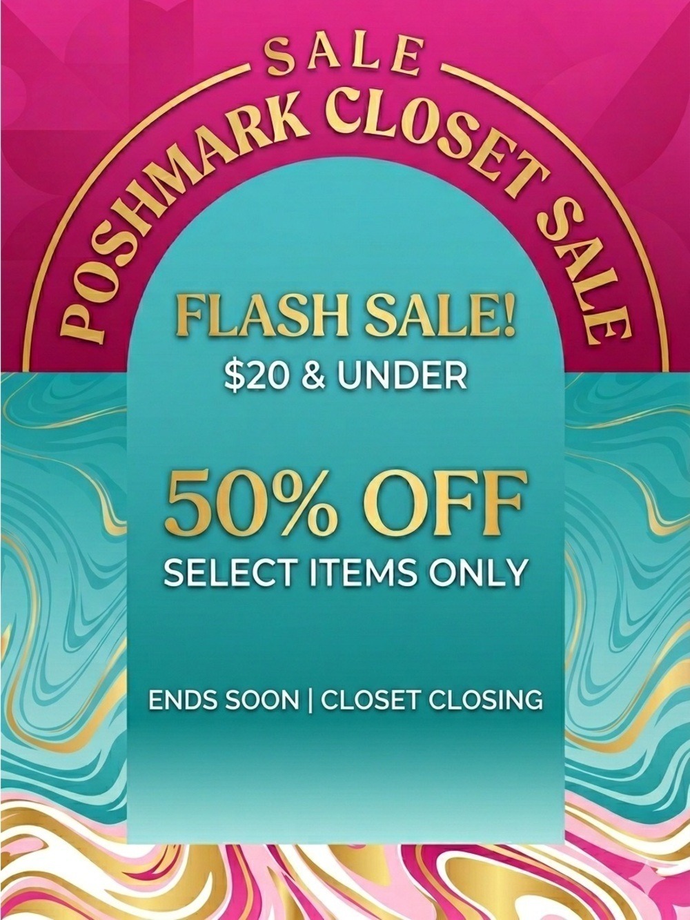 Closet Closing- take 50% off all items $20 and under. Create a bundle for offer
